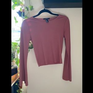 Bell Sleeve Fitted Crop Top
